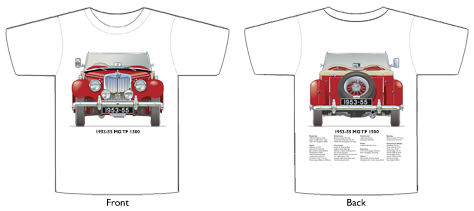 MG TF 1500 1953-55 T-shirt Front & Back